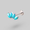 Quadruple Marquise Stone Labret in Turquoise - Titanium - Camden Body Jewellery