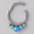 3 Blue Opal Gem 2 Beads Hinged Segment Hoop in Silver - Titanium - Camden Body Jewellery