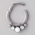 3 White Opal Gem 2 Beads Hinged Segment Hoop in Silver - Titanium - Camden Body Jewellery