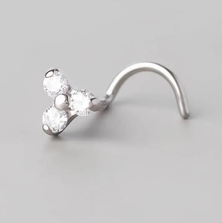 Screw Shape Nose Stud Triple Trinity - Titanium