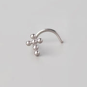 Screw Shape Ball Weld Cross Top Nose Stud in Silver - Titanium - Camden Body Jewellery