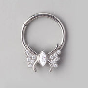 Butterfly Clear CZ Body Segment Hoop in Silver - Titanium - Camden Body Jewellery