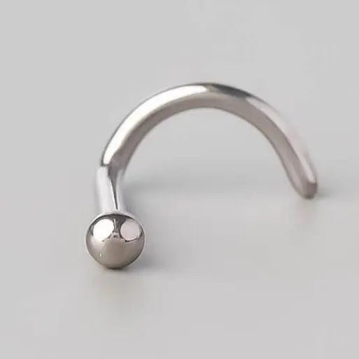 Screw Shape Nose Stud with Ball Top - Titanium