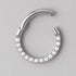 Front Face Pearl Paved Face Segment Hoop in Silver - Titanium - Camden Body Jewellery