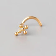 Screw Shape Ball Weld Cross Top Nose Stud in Gold - Titanium - Camden Body Jewellery