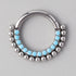 Hinged Segment Hoop Paved Front with Ball Cluster in Turquoise - Titanium - Camden Body Jewellery