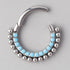 Hinged Segment Hoop Paved Front with Ball Cluster in Turquoise - Titanium - Camden Body Jewellery