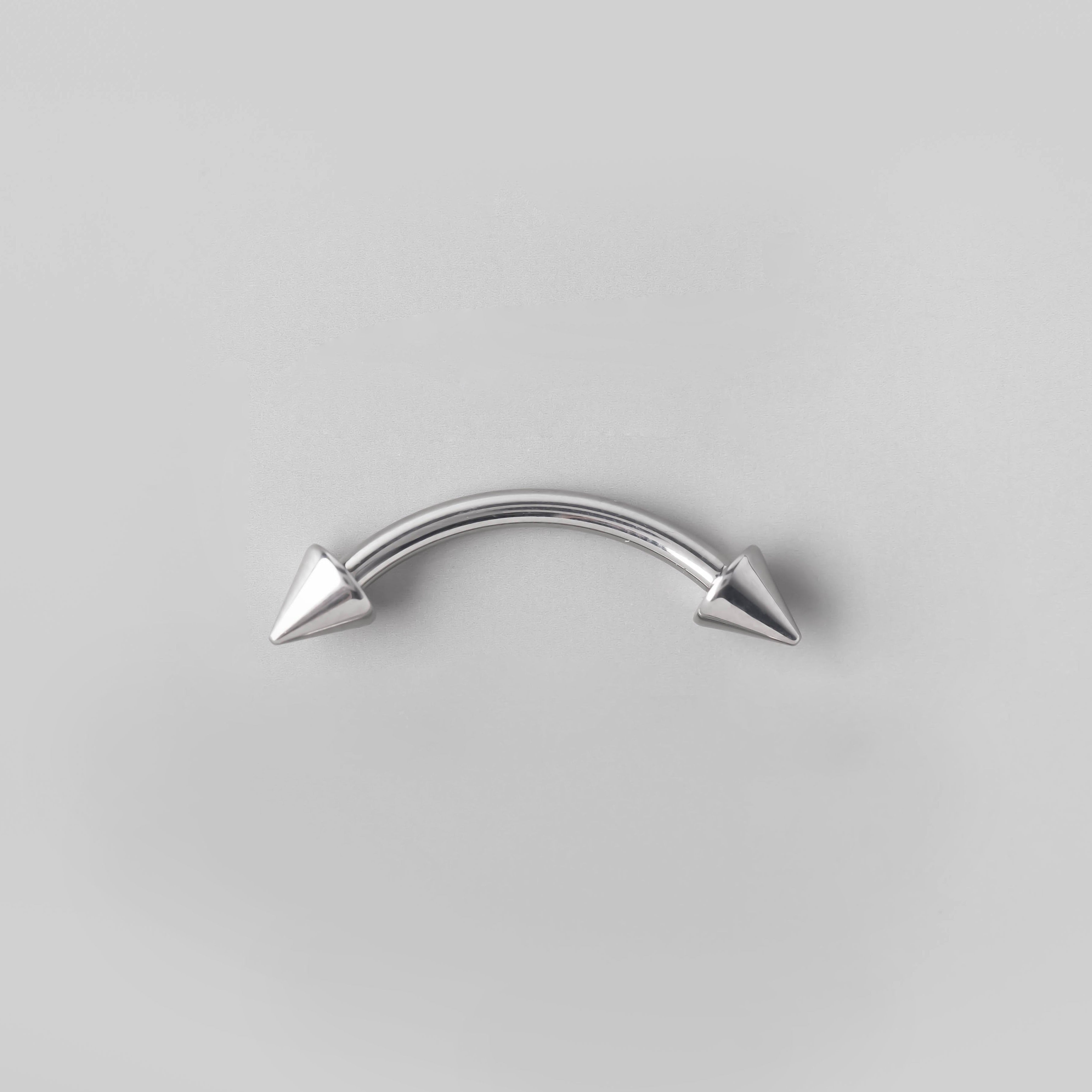 Curved Barbell with Spikes - Titanium - Camden Body Jewellery