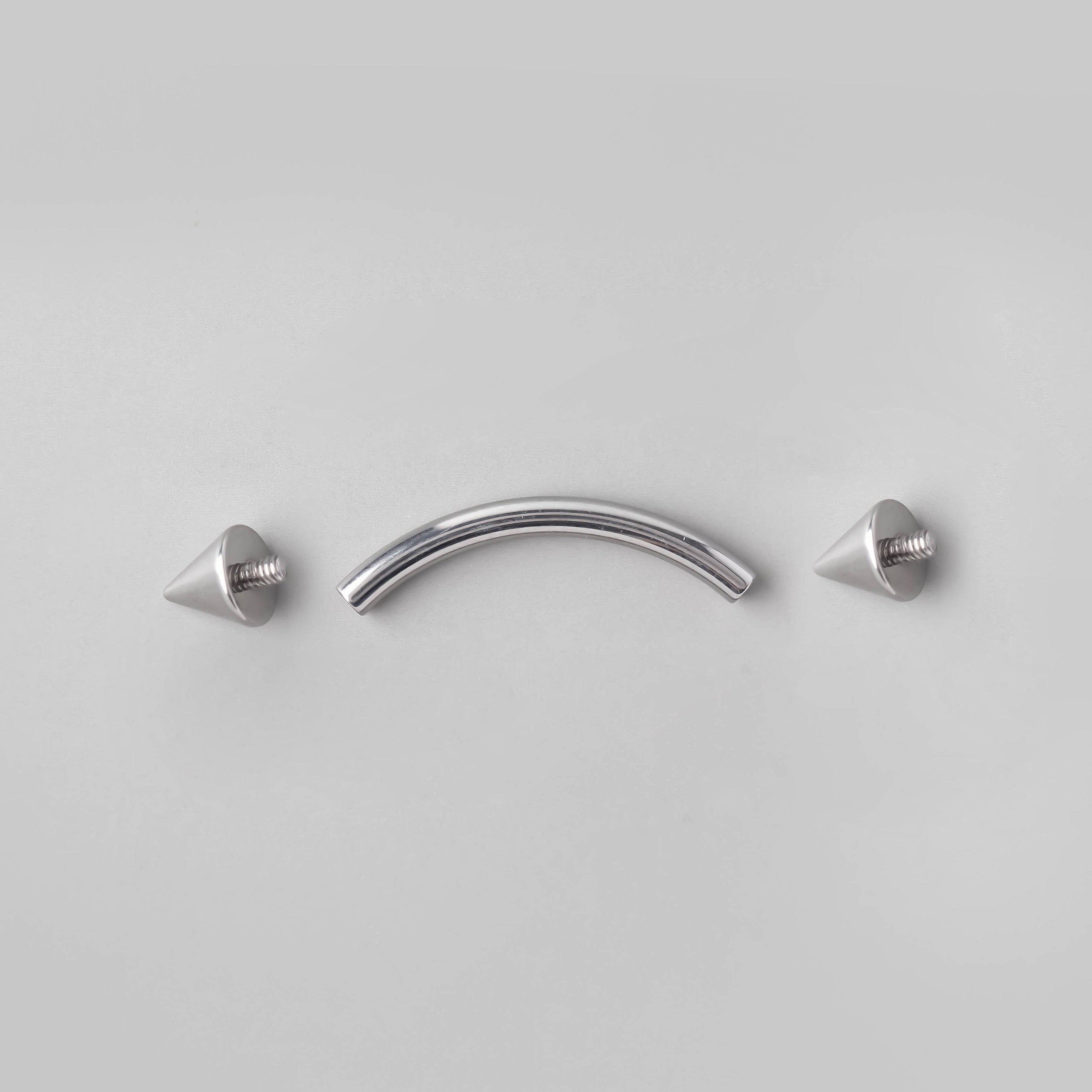 Curved Barbell with Spikes - Titanium - Camden Body Jewellery