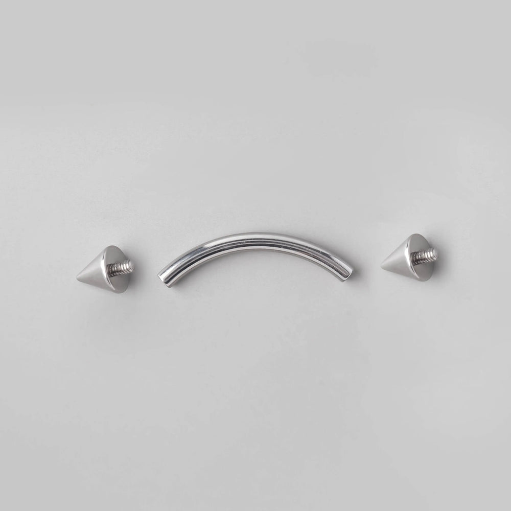 Curved Barbell with Spikes - Titanium