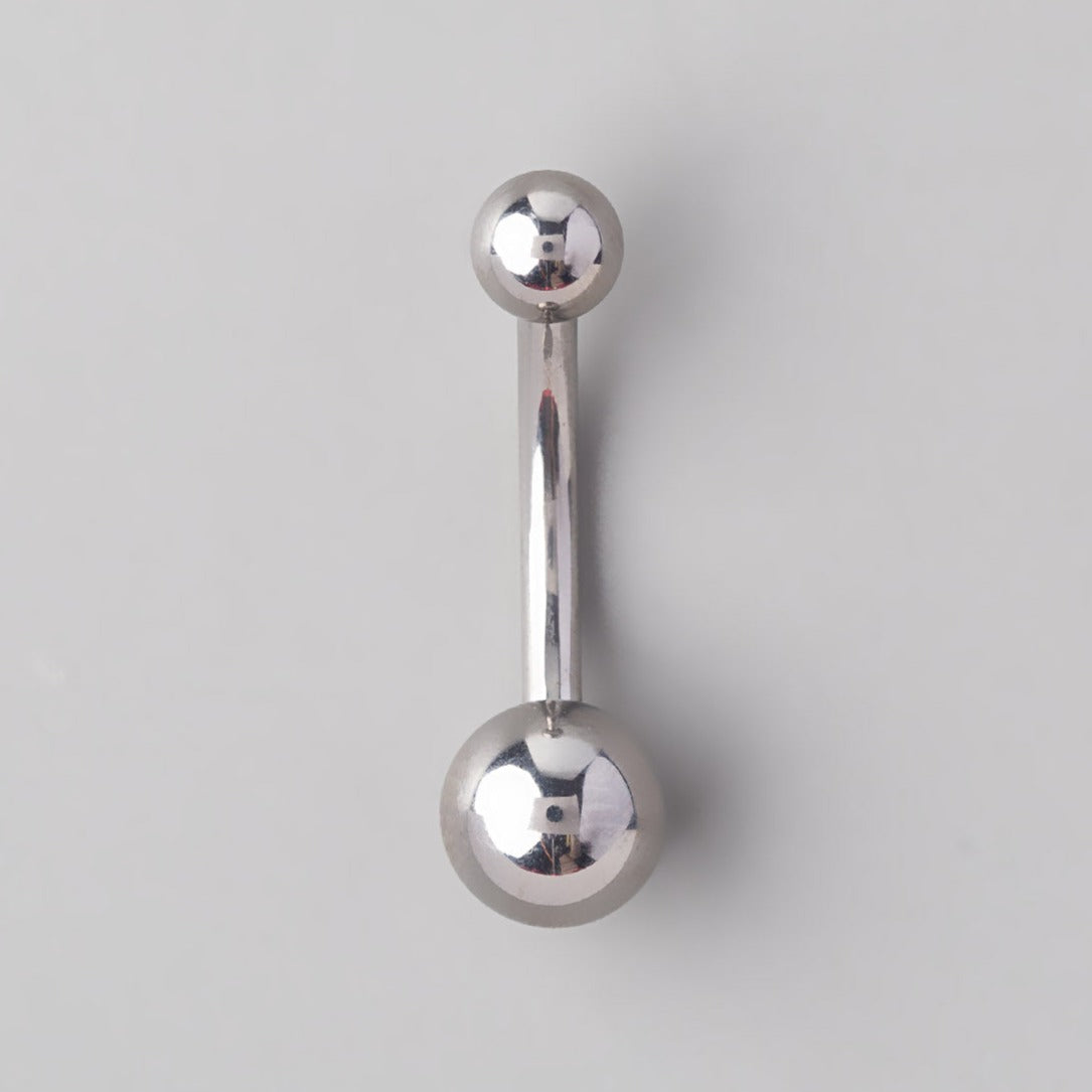 Basic Double Ball Belly Bar - Titanium - Camden Body Jewellery