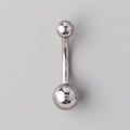 Basic Double Ball Belly Bar - Titanium - Camden Body Jewellery