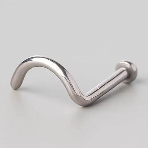 Screw Shape Nose Stud with Dome Top - Titanium - Camden Body Jewellery