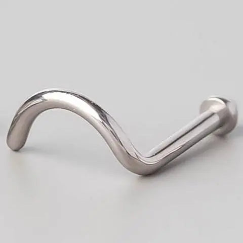 Screw Shape Nose Stud with Spike Top - Titanium