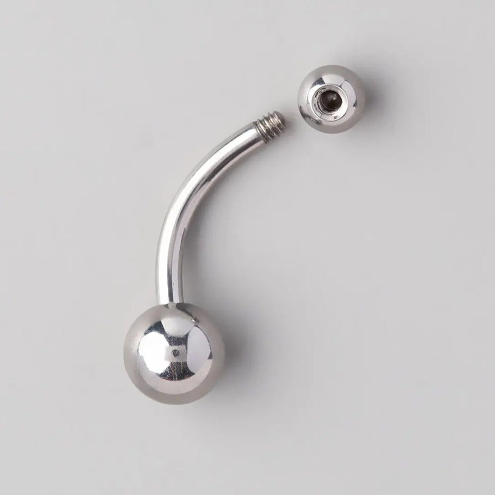 Basic Double Ball Belly Bar - Titanium