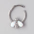 Bee White Opal Stone Wings Top Segment Hoop in Silver - Titanium - Camden Body Jewellery