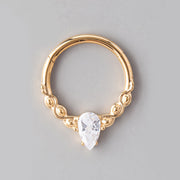 Pear CZ Segment Hoop in Gold - Titanium - Camden Body Jewellery
