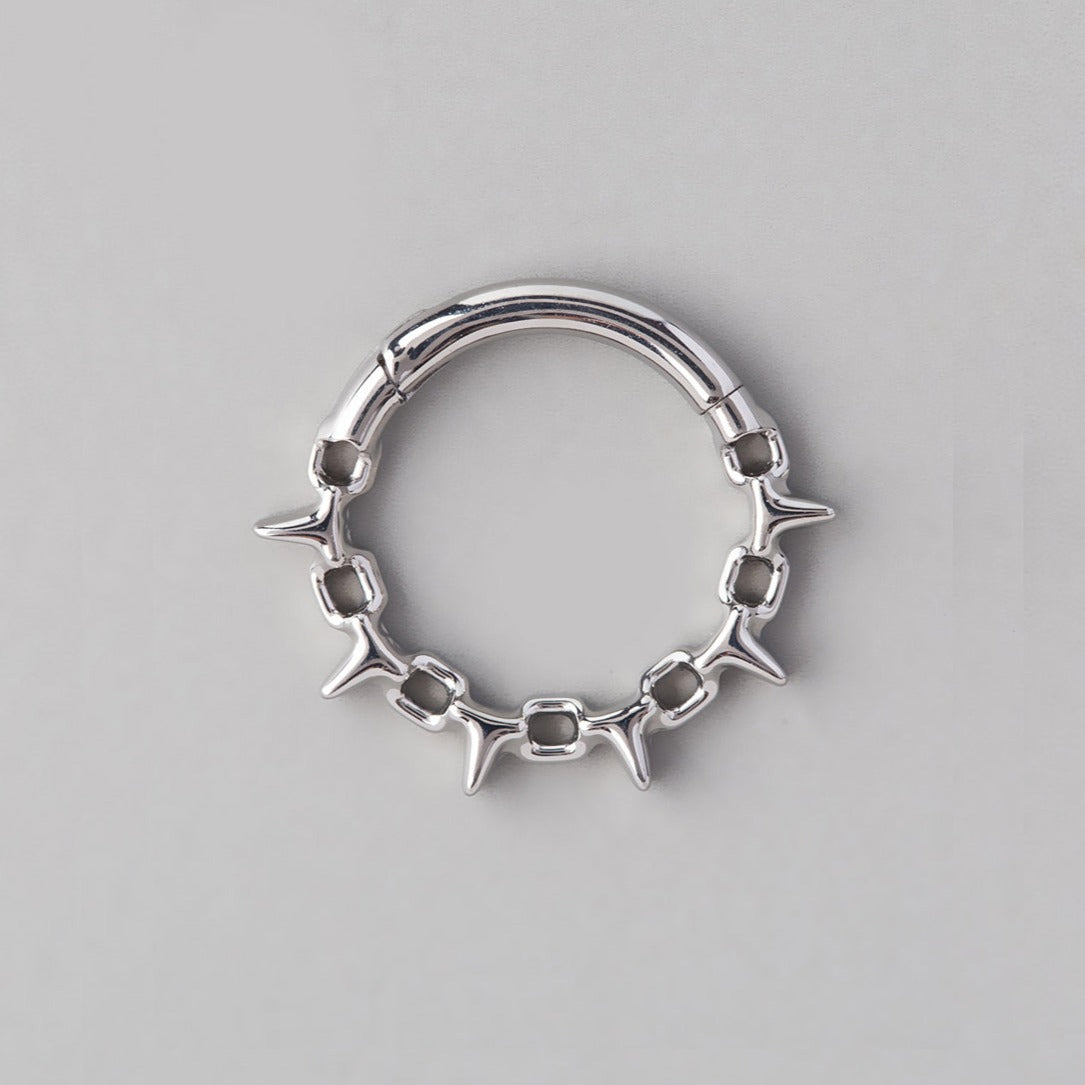 Chain & Spike Segment Hoop in Silver - Titanium - Camden Body Jewellery