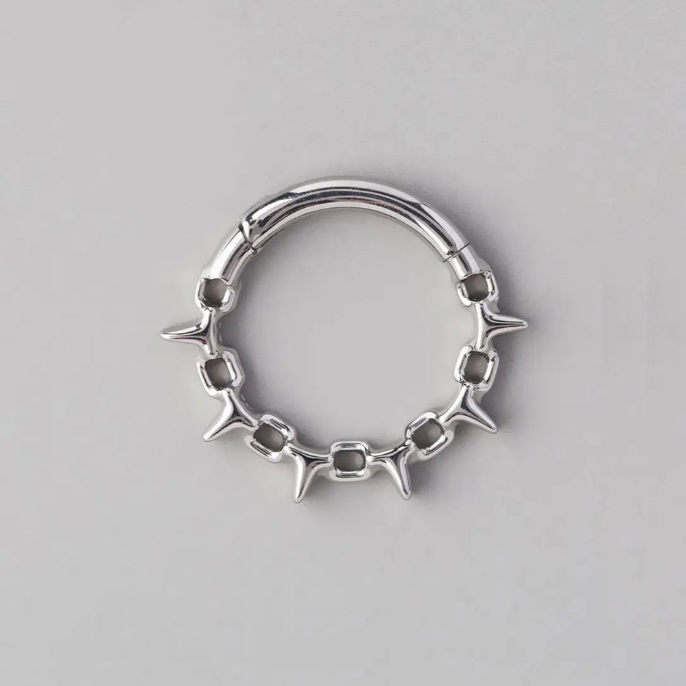 Chain & Spike Segment Hoop in Silver - Titanium