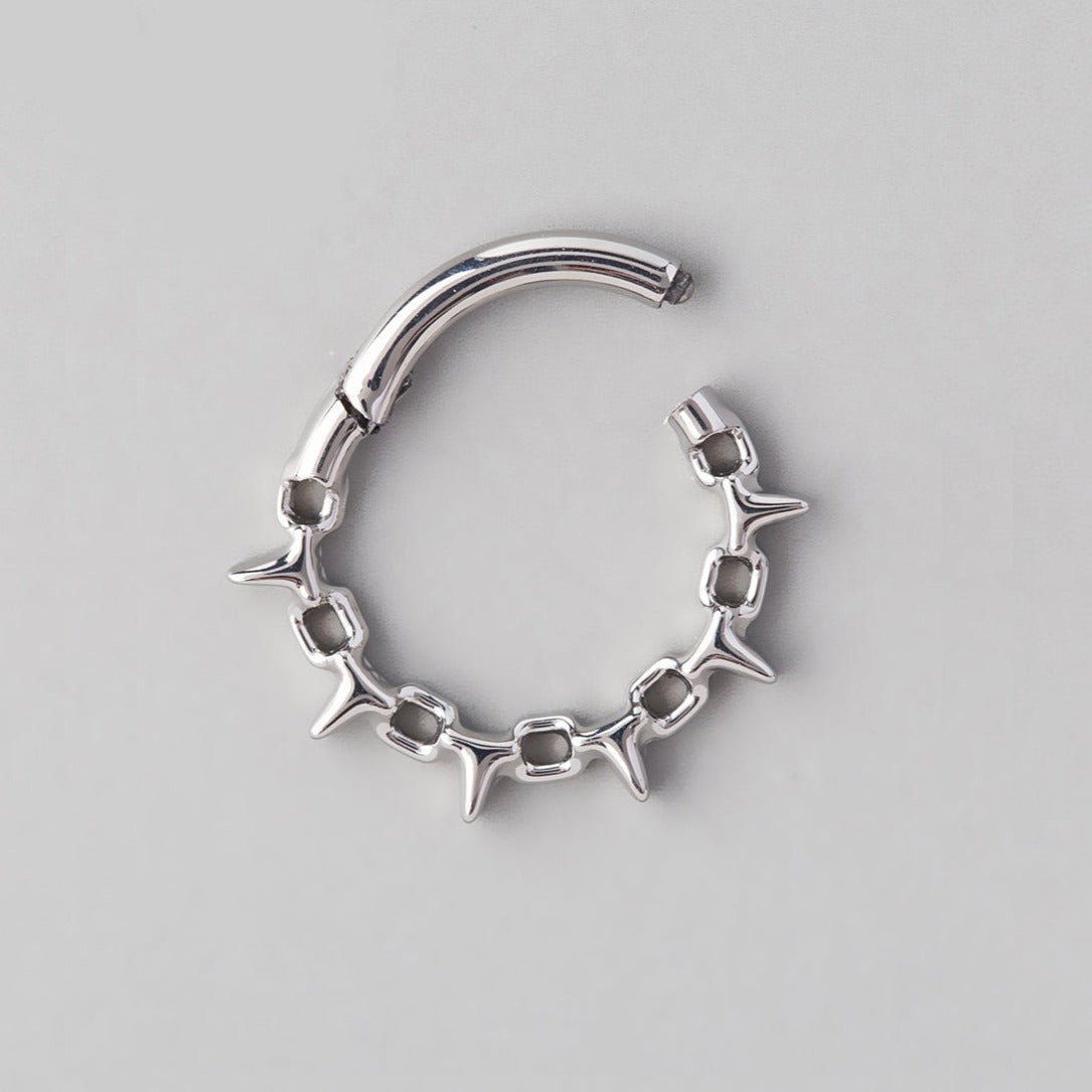 Chain & Spike Segment Hoop in Silver - Titanium - Camden Body Jewellery