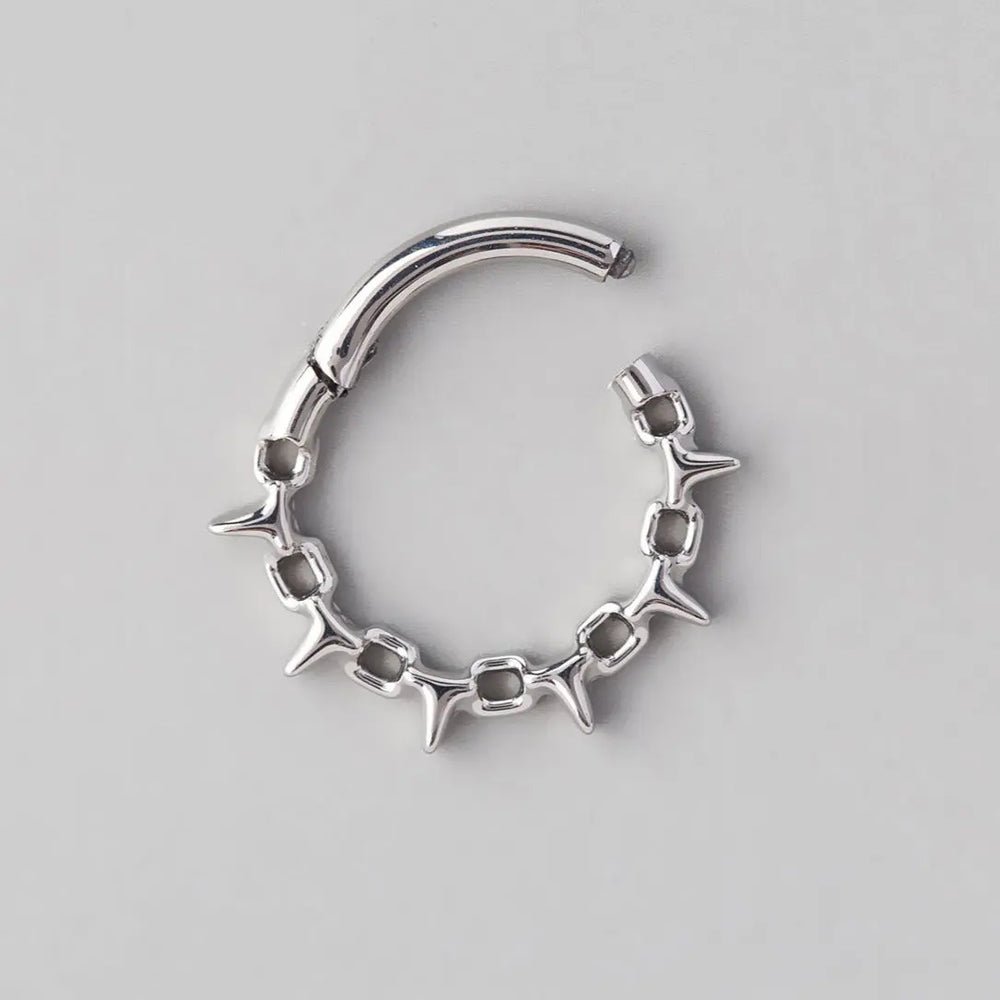 Chain & Spike Segment Hoop in Silver - Titanium