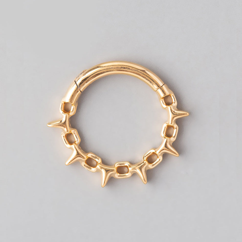 Chain & Spike Segment Hoop in Gold - Titanium - Camden Body Jewellery