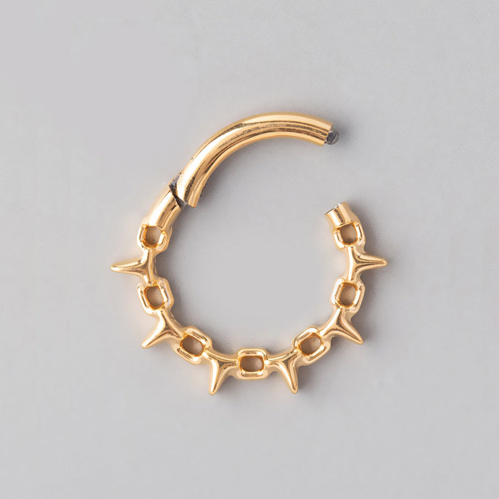Chain & Spike Segment Hoop in Gold - Titanium