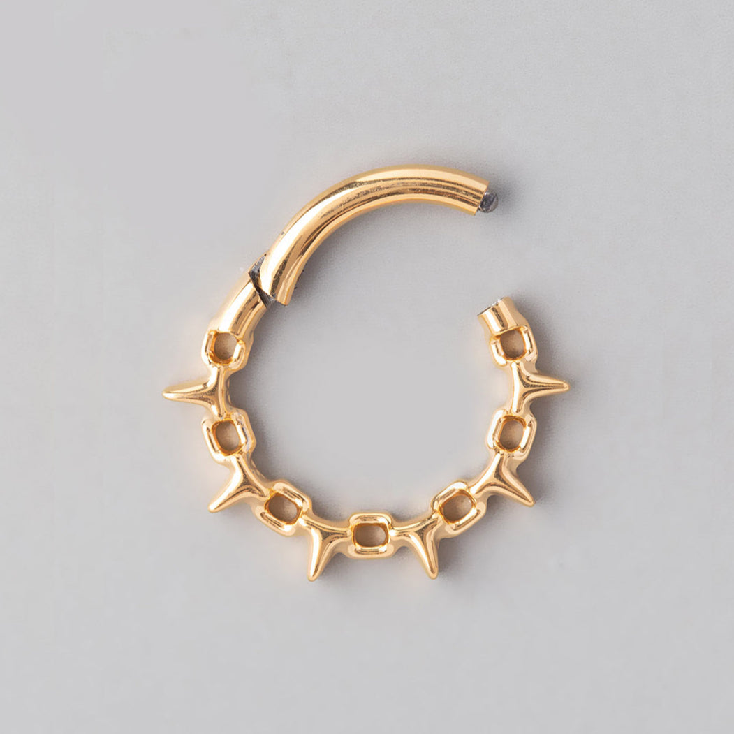 Chain & Spike Segment Hoop in Gold - Titanium - Camden Body Jewellery