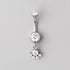 Bezel Set 5 CZ Dangle Belly Bar - Titanium - Camden Body Jewellery