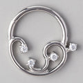 Vine Hinged Segment Hoop in Silver - Titanium - Camden Body Jewellery