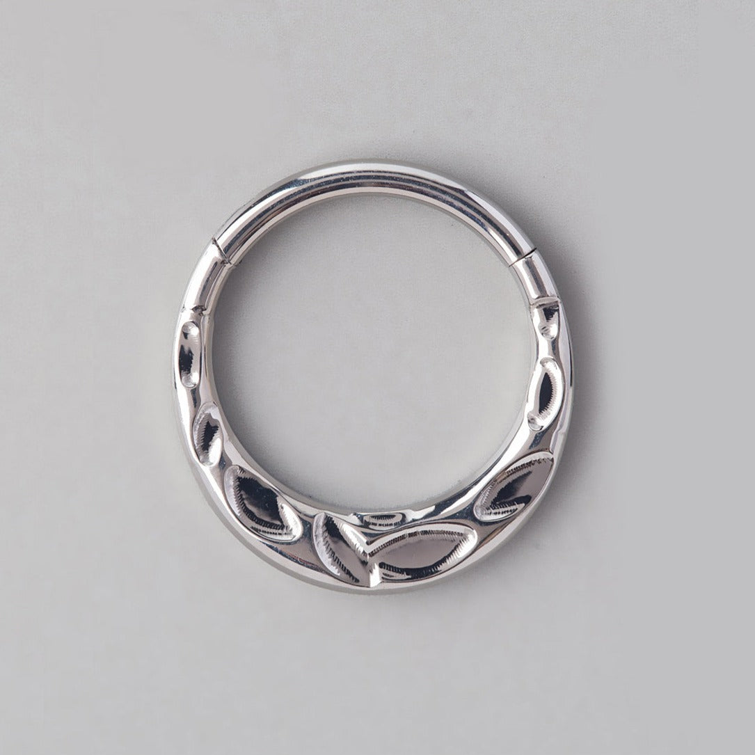 Forward Facing Hammered Segment Hoop in Silver - Titanium - Camden Body Jewellery