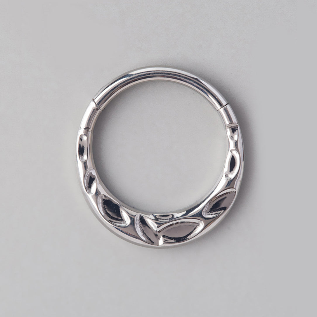 Thor's Hammered Segment Hoop in Silver - Titanium - Camden Body Jewellery