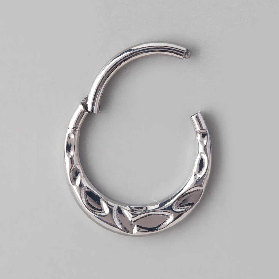 Forward Facing Hammered Segment Hoop in Silver - Titanium - Camden Body Jewellery