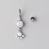 Bezel Set 5 CZ Dangle Belly Bar - Titanium - Camden Body Jewellery