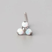 L-Shape Triple Stone Nose Stud in White Opal - Titanium - Camden Body Jewellery