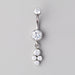 Bezel Set 4 CZ Dangle Belly Bar - Titanium - Camden Body Jewellery