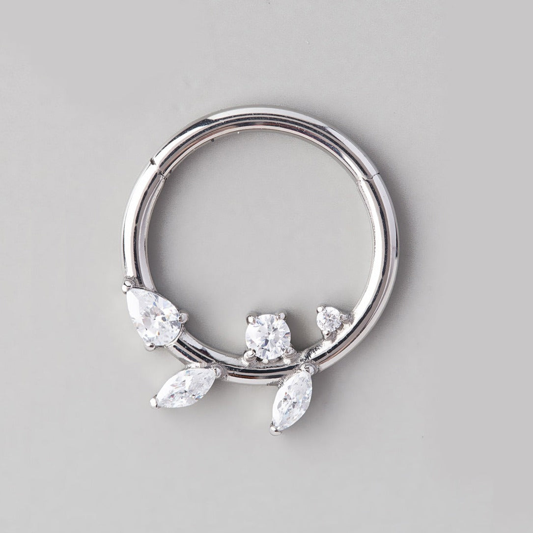 Marquise CZ Segment Hoop in Silver - Titanium - Camden Body Jewellery