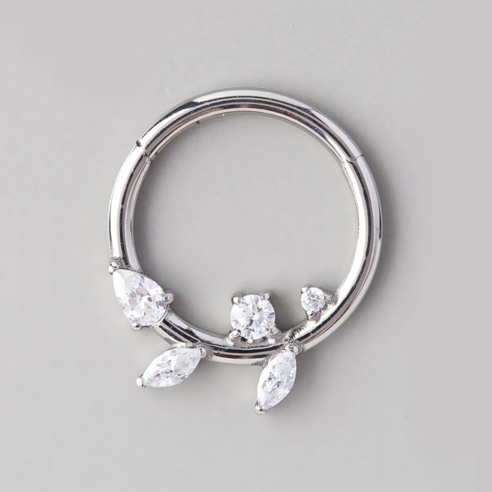 Marquise CZ Segment Hoop in Silver - Titanium