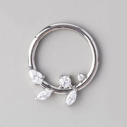 Marquise CZ Segment Hoop in Silver - Titanium - Camden Body Jewellery