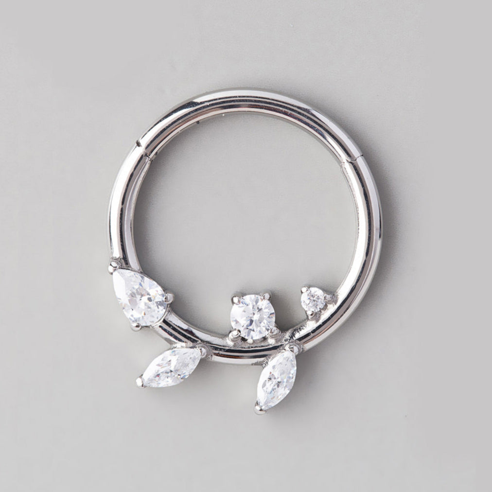 Marquise CZ Segment Hoop in Silver - Titanium - Camden Body Jewellery