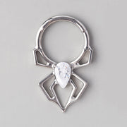 Spider Clear CZ Centre Segment Hoop in Silver - Titanium - Camden Body Jewellery