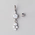 Bezel Set 4 CZ Dangle Belly Bar - Titanium - Camden Body Jewellery