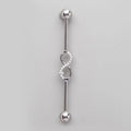 Industrial Barbell CZ Paved Infinity Symbol in Silver - Titanium - Camden Body Jewellery