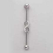 Industrial Barbell CZ Paved Infinity Symbol in Silver - Titanium - Camden Body Jewellery