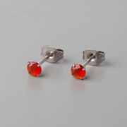 Prong Set Red Onyx Earrings - Titanium - Camden Body Jewellery