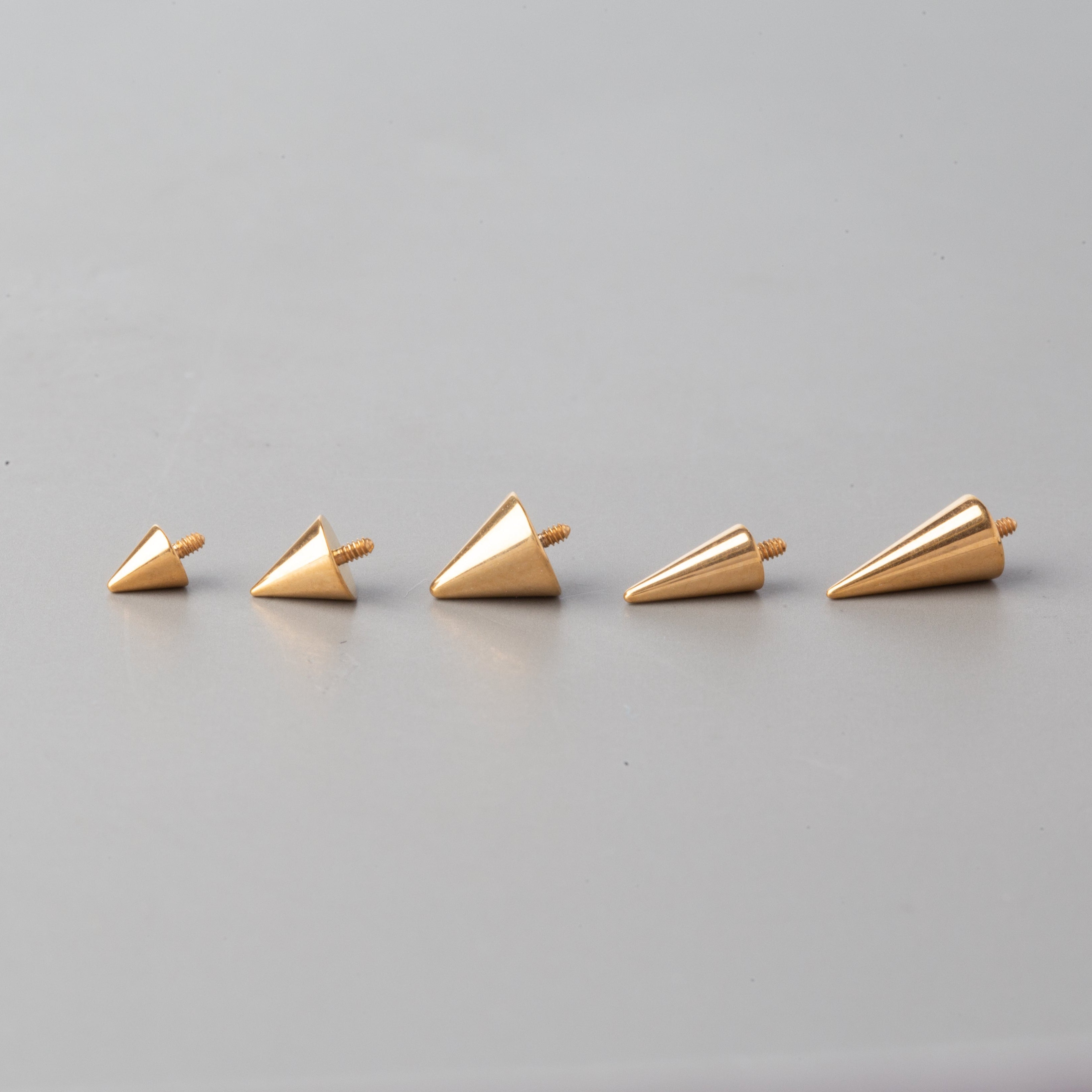 Single Titanium Gold & Silver Spikes Internally Threaded (Sold in Pairs) - Camden Body Jewellery