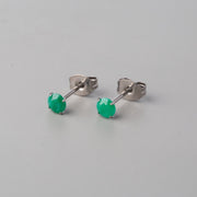 Prong Set Green Onyx Earrings - Titanium - Camden Body Jewellery