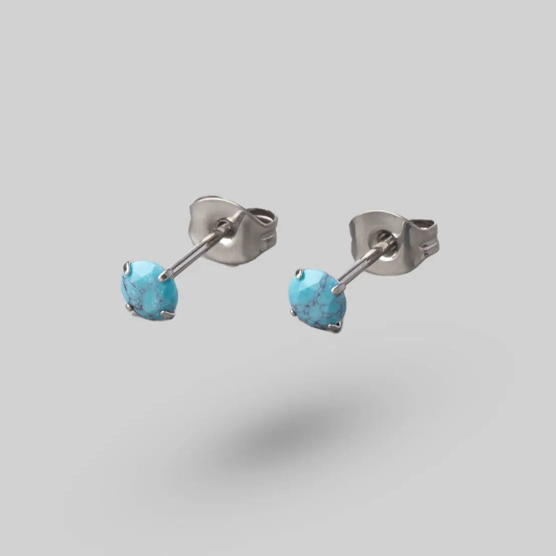 Prong Set Turquoise Earrings - Titanium - Camden Body Jewellery