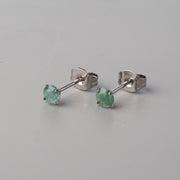 Prong Set Moss Agate Earrings - Titanium - Camden Body Jewellery