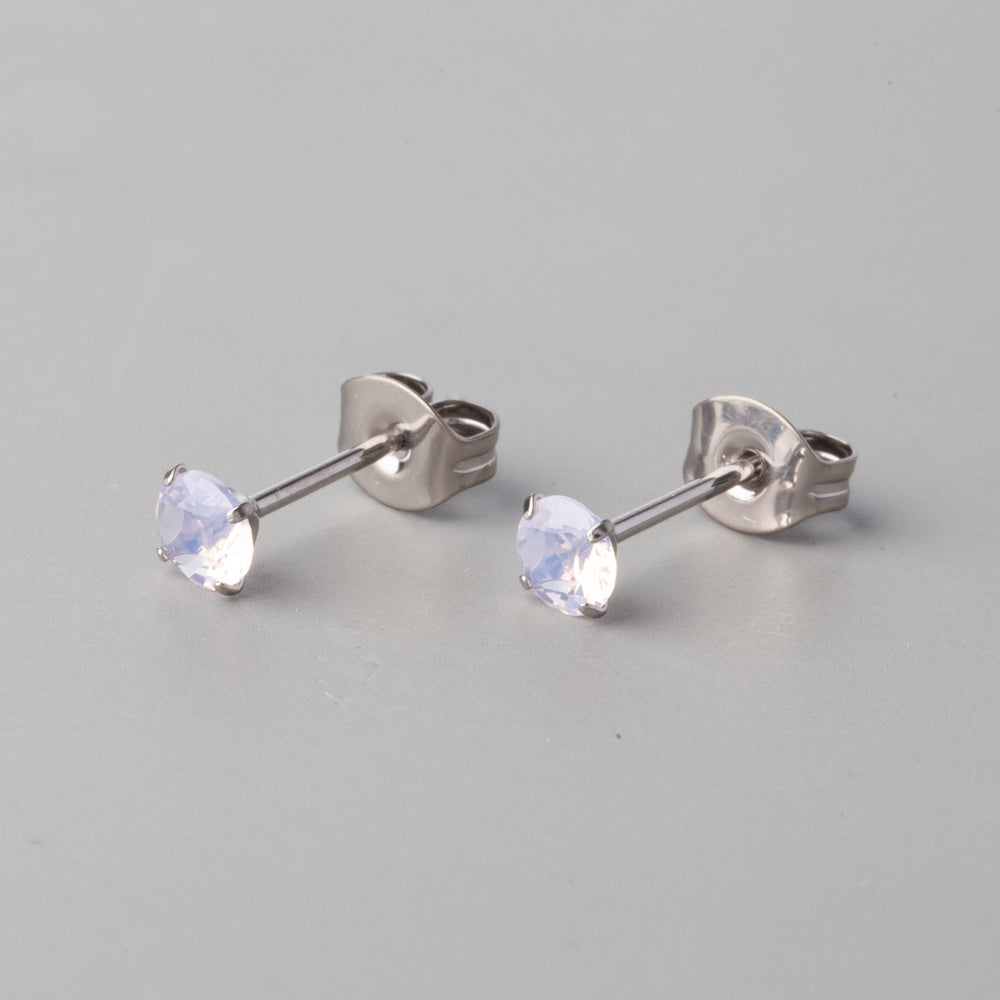 Prong Set Rose QZ Earrings - Titanium